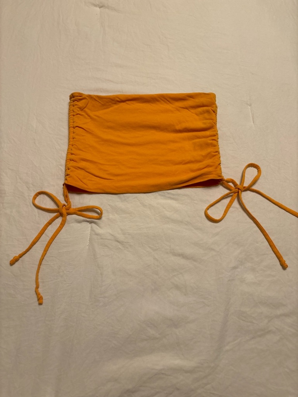 Orange Ruched Tie-Side Tube Top